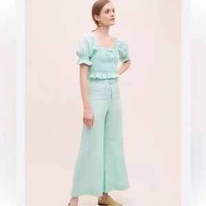 NWT Faithfull The Brand Rose Wide Leg Trousers in MINT green size XS